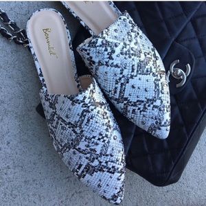 Studded Snake Skin Print Mules